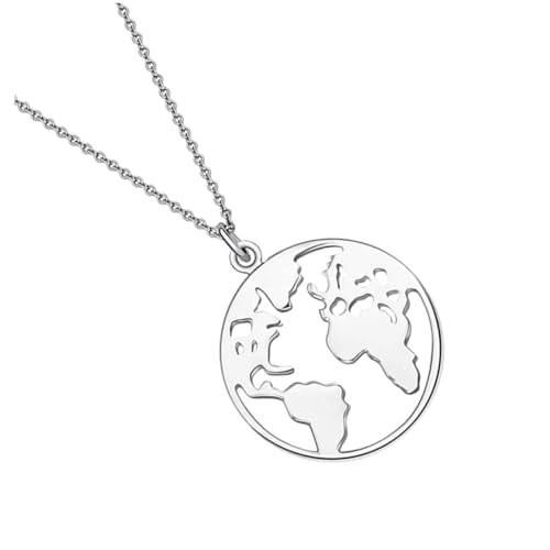 Ipetboom Silberne Weltkarten Halskette Damen Filigraner Reiseanhänger aus Langlebiger Legierung Kreative Schmuck für Alltag Party Strand von Ipetboom