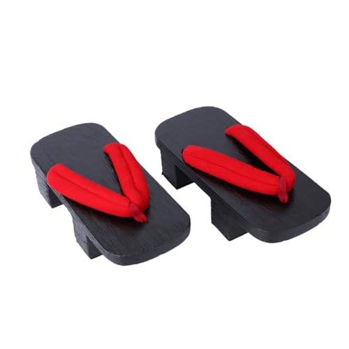 Ipetboom Sommer Plattform Sandalen Holzclogs Unisex Slipper mit Zähnen Rutschfeste Bequeme Hausschuhe für Damen Herren Casual Flip Flops Rot Schwarzes Design für Freizeit und Alltag von Ipetboom