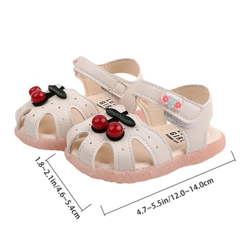 Ipetboom Sommer Sandalen mit Kirschmuster Atmungsaktiv Weiche Sohle Verschleißfest für Mädchen Beige Bequeme Kinderschuhe für Alltag und Strand von Ipetboom