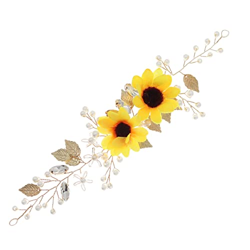 Ipetboom Braut Stirnband Sonnenblumen-Stirnband Haarschmuck mit Blumen mädchen stirnbänder Haarband Haargummi Tiara Hochzeit Stirnband Blumenkopfschmuck Perle Kopfbedeckung das Foto Braut von Ipetboom