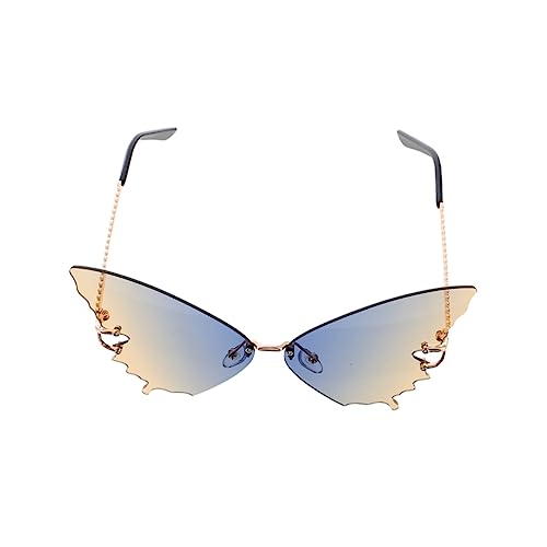 Ipetboom Sonnenbrille Damen Schmetterlingsform Großer Rahmen Farbverlauf Blau Outdoor Brille mit Weichem Nasenpad für Strand Urlaub und Freizeit von Ipetboom