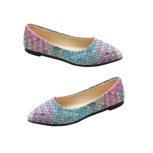 Ipetboom Spitz Zulaufende Flache Damenschuhe Casual Slip mit Einfachem Design Leicht Anzuziehen Atmungsaktiv für Sommer und Alltag Bequeme Schuhe für Arbeit und Reisen Blau von Ipetboom