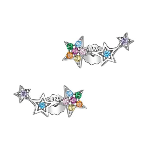 Ipetboom Sterling Silber Ohrstecker Damen Silber Stern Ohrschmuck mit Zirkonia Strass Leicht Hautfreundlich Ohrstecker für Party Hochzeit Alltag von Ipetboom