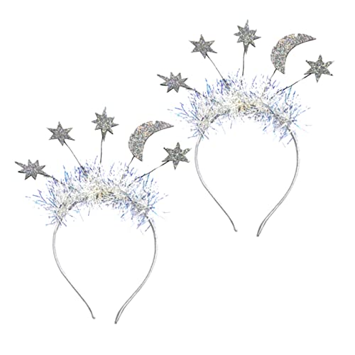 Ipetboom 1satz Silbern Star Moon Haarbänder Weihnachts Und Neujahrsdekoration Stilvolles Headdress Für Partys Und Freizeit Aus Strapazierfähigem Filz Gefertigt von Ipetboom