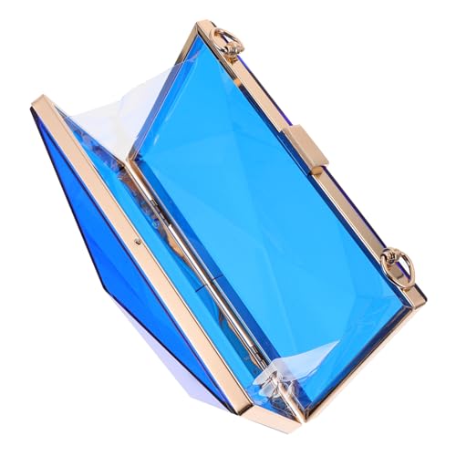 Ipetboom Stilvolle Damen Clutch Handtasche Diamantform Abendtasche Blau Transparent Party Umhängetasche Vielseitig für Hochzeit Cocktailfest Alltag von Ipetboom