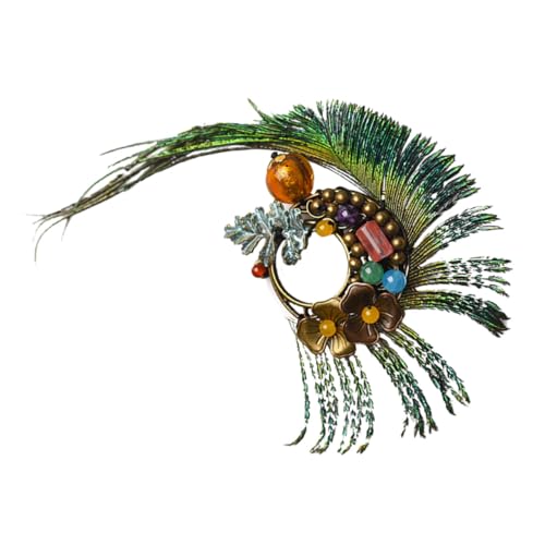 Ipetboom Stilvolle Ethnische Brosche mit Pfauenfeder Design Legierung Corsage Schmuck Vielseitig für Kleidung Taschen Hüte als Modisches Accessoire und von Ipetboom