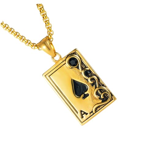 Ipetboom Stilvolle Herren Halskette mit Poker Anhänger Schwarzer Pik Rostfrei Modisches Schmuckstück für Männer Einzigartiges Geeignet für Partys und Freizeit von Ipetboom