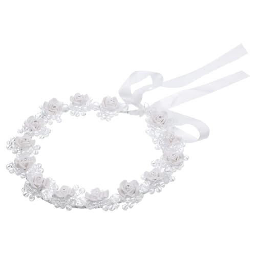 Ipetboom Kopfbedeckung Für Damen Braut Stirnband Blumen Avocado-spiegellicht Und Diademe Für Frauen Prinz-tiara Hochzeit Stirnband Weiß Stoff Fräulein Haarschmuck Blumenmädchen von Ipetboom