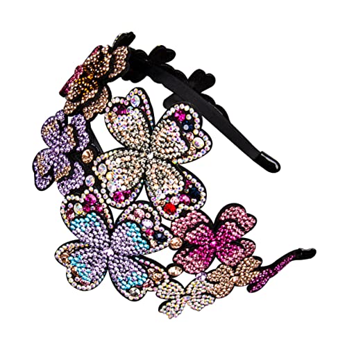 Ipetboom Stirnband Haarbänder elegant mädchen stirnbänder schwarzer Schmuck Strass-Blumen-Flapper-Haarband Haarband Flapper aus Kristall Breitseite Liner Perle Diamant Kopfbedeckung Leder von Ipetboom