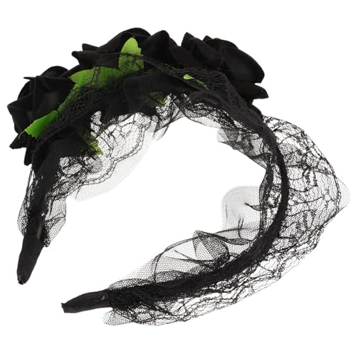 Ipetboom Stirnband aus künstlichen Rosen Haarreifen aus Spitze Damen-Stirnband aus Spitze hair accessories for girls hochzeitshaar schmuck Haargummi Tiara Spitzenstirnband von Ipetboom