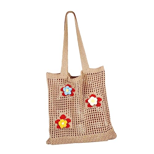 Ipetboom Strandtasche Große Kapazität Mesh Hollow Tote Bag Damen Häkel Umhängetasche Robust Vielseitig für Sommer Shopping Reise Alltag von Ipetboom