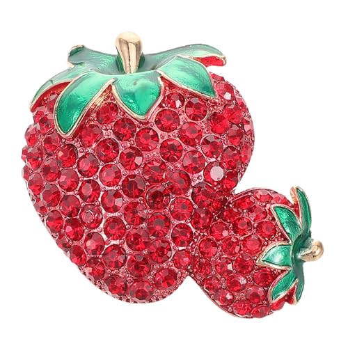 Ipetboom Strass Erdbeer Brosche aus Legierung mit Vollem Diamantbesatz Modischer Schmuck für Kleidung Taschenanhänger Vielseitiger Anstecker für Jacken Schals und Accessoires von Ipetboom