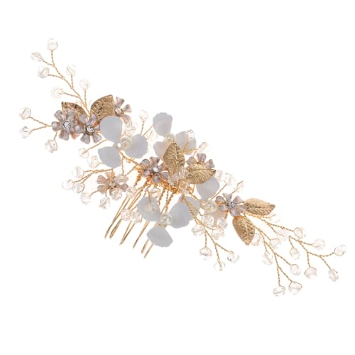 Ipetboom Perlenhaarkamm Strass Gold Haarkamm Vintage Haarkamm Goldene Haarkamm Hochzeit Haarkamm Mit Strass Blumenhaarkämme Für Frauen Dekorativ Tiara Braut Blumenkristall Kleid von Ipetboom