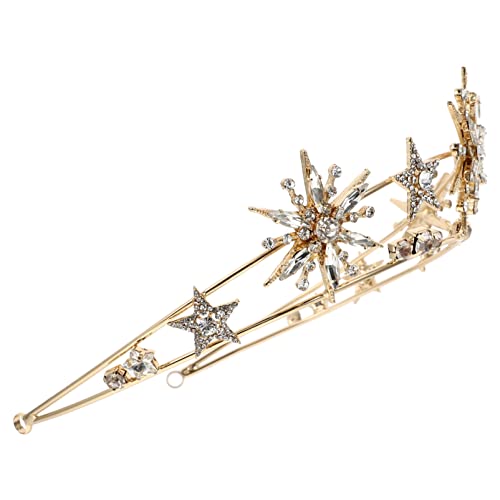 Ipetboom Strass-Sternkrone-Kopfschmuck Tiara-Kopfschmuck Für Frauen Dame Mädchen Braut Prinzessin Weihnachten Geburtstag Hochzeit Abschlussball Halloween Party-Requisite Golden von Ipetboom