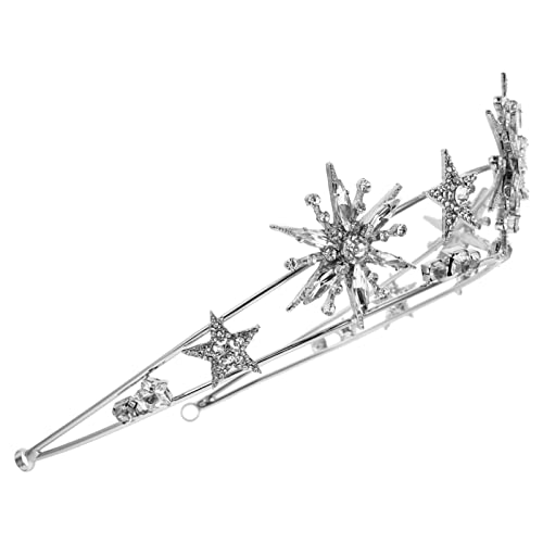 Ipetboom Strass-Sternkrone-Kopfschmuck Tiara-Kopfschmuck Für Frauen Dame Mädchen Braut Prinzessin Weihnachten Geburtstag Hochzeit Abschlussball Halloween Party-Requisite Silber von Ipetboom