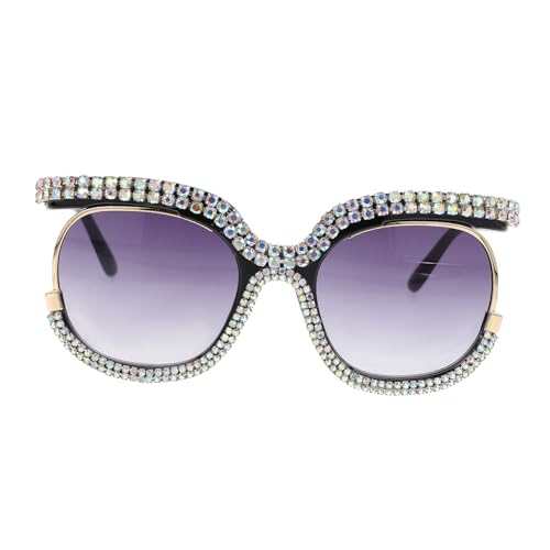 Ipetboom Stylische Outdoor Sonnenbrille Damen mit Strasssteinen UV Schutz Klare Linse Winddicht Leichter Rahmen Modisches Accessoire für Freizeit und Party von Ipetboom