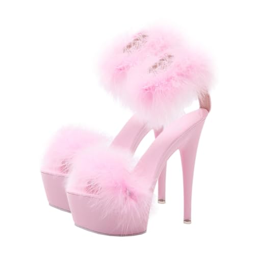 Ipetboom Super High Heel Sandalen Damen Plateau Sandaletten Flirting Sandalen mit Anti rutsch Sohle Sommer Schuhe für Frauen Rosa von Ipetboom