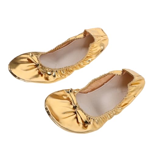 Ipetboom Tanzschuhe Damen Soft Split Sohle Ballettschläppchen Yoga Schuhe Leicht Flexible Elastisch Gold Für Bauchtanz Ballett Yoga von Ipetboom