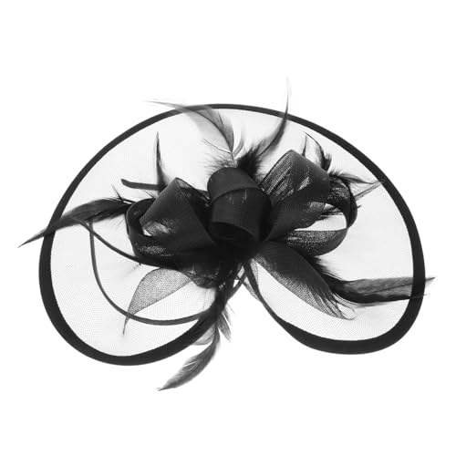 Ipetboom Schwarzer Hut Mit Breiter Krempe Für Damen Fascinator-hüte Zur Teeparty Blumenhüte Für Damen Kopfbedeckung Für Hochzeit Vintage-fascinator Mit Schleier Und Federn Accessoire von Ipetboom