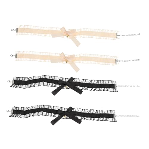 Ipetboom Teiliges Choker Damen Spitzen Halsketten mit Falbala Bogen und Schwarzer Spitzen Mode Schmuck als Kleidungsschmuck Hautfreundlich und Vielseitig Kombinierbar von Ipetboom