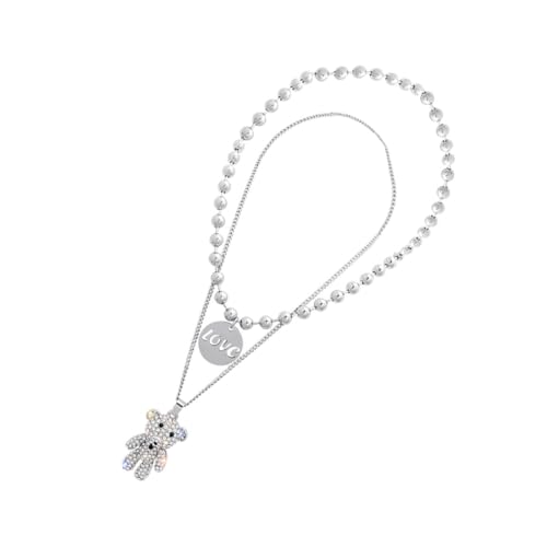 Ipetboom Teiliges Ketten Damen Layered Halskette mit Funkelndem Kleinen Bärenanhänger Langlebiger Schmuck in Rosegold Necklace für Frauen Vielseitig zu Pullover Sweatshirt Passend von Ipetboom