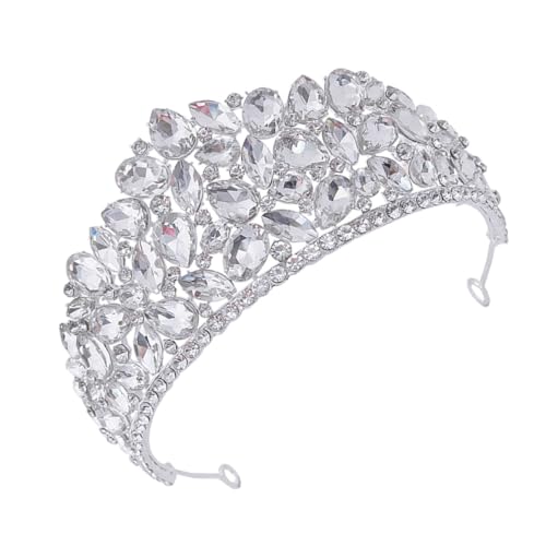 Ipetboom Tiara Hochzeitsschmuck für die Braut Krone Perlen Frauen Strass Kostüm Königin wedding hair accessories brauthaatschmuck Braut Kopfschmuck Hochzeitskopfschmuck Legierung Silver von Ipetboom