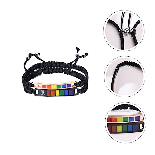 Ipetboom Titanstahl Armbänder Einstellbare Nylon Schnur Geflochten Regenbogenfarben Langlebig Verstellbar Armbänder Modisches Schmuck für Damen und Herren von Ipetboom