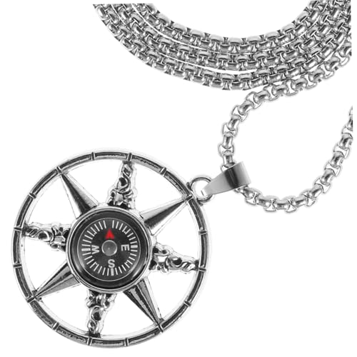 Ipetboom Titanstahl Kompass Halskette Herren Damen Langlebig Modisch Verstellbar Alltagsschmuck Hip Hop Accessoire von Ipetboom