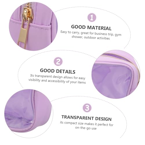 Ipetboom Tragbare Kosmetiktasche Damen Transparent Wasserdichtes Nylon PVC Kulturbeutel Reise Make up Tasche Großes Fassungsvermögen für Toilettenartikel und Kosmetik in Violett von Ipetboom