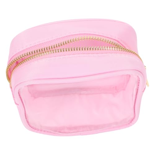 Ipetboom Tragbare Kosmetiktasche Damen Zipper Reise Make up Organizer Nylon PVC Großes Fassungsvermögen Leicht Candy Farben Transparent Rosa von Ipetboom