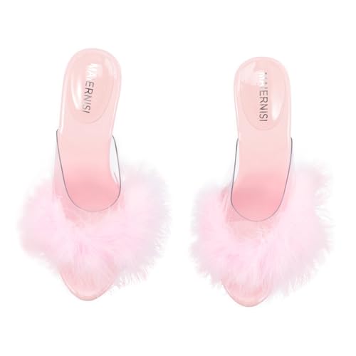 Ipetboom Transparent High Heeled Sandals Damen Plateau Sandalen Modisch PVC Material Strapazierfähig Elegant für Kleider Jeans Feier Alltag von Ipetboom