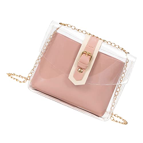 Ipetboom Transparente Crossbody Tasche mit Kette Leichte PVC Schultertasche Modische Umhängetasche für Alltag Party und Besondere Anlässe Kompakte Tragbare Handtasche mit Großem von Ipetboom
