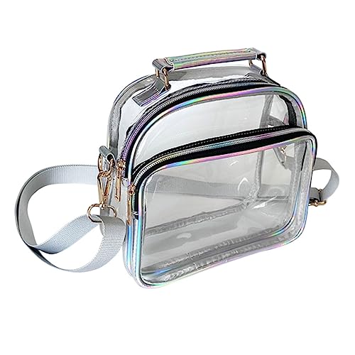 Ipetboom Transparente PVC Crossbody Bag Damen Umhängetasche mit Fronttasche Geruchsneutral Leicht Outdoor Schultertasche für Alltag Party Stadion Praktisch für Handy Schlüssel Karten von Ipetboom