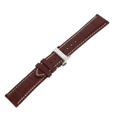 Ipetboom Uhrenarmband Echtem Tiefbraun mit Silberner Schließe Stilvolles Hautfreundliches Armband für Täglichen Gebrauch Formelle Anlässe von Ipetboom