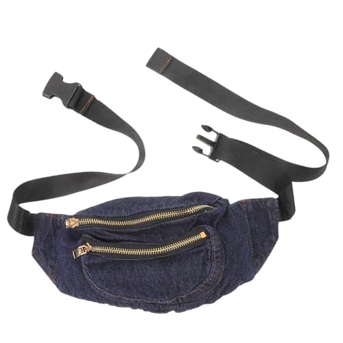Ipetboom Hüfttasche Aus Denim Für Damen Jeans-Brusttasche Mit Verstellbarem Riemen Kompakte Gürteltasche Blau Praktisch Für Alltag Reisen Und Fitnessaktivitäten Aus Haltbarem Jeansstoff von Ipetboom