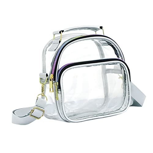 Ipetboom Umhängetasche aus PVC für Schulter tragbare transparente Tasche transparente Umhängetasche Tasche durchschauen Umhängetasche damen Frau klarer Geldbörse Polyester Silber von Ipetboom