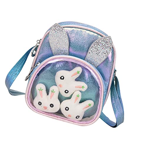 Ipetboom Umhängetasche für umhängetasche kartenhalter für kinderportmonee Taschen Und Geldbörse Glitzernde Kindertasche Cartoon Hase Modell Umhängetasche PU-Leder Blue von Ipetboom