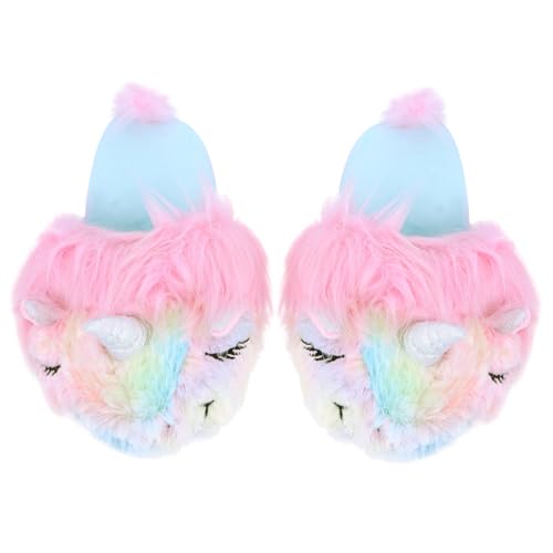 Ipetboom Unicorn Hausschuhe Damen Flauschige Baumwoll Pantoffeln Winter Herbst Rutschfeste Indoor Slipper Kuschelige Komfortable Schuhe von Ipetboom