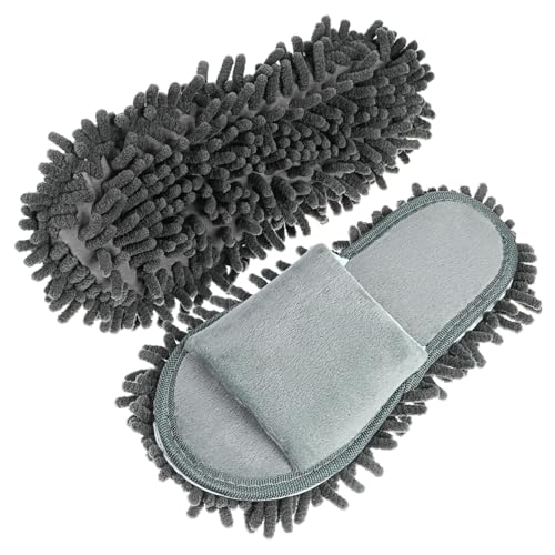 Ipetboom Unisex Chenille Mop Slippers mit Offener Zehe Waschbare Hausschuhe für Bodenreinigung Rutschfest und Warm Passend für Große für Fliesenböden von Ipetboom