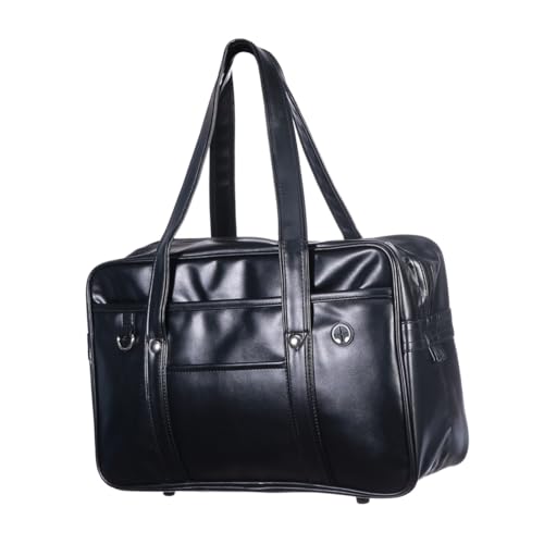 Ipetboom Unisex PU Handtasche Schultertasche Wasserabweisend Leichte Aktentasche für Laptop Schule Büro Alltag Geräumig und Praktisch Tragbar und Modisch Schwarz von Ipetboom