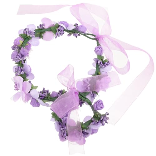 Ipetboom Rose Haarschmuck Für Den Urlaub Lila Kranz Haarband Mädchen Stirnband Hochzeitsgirlande Hochzeitshaarkranz Mexikanische Kopfbedeckung Armband Braut Mexiko Blumen Violett von Ipetboom