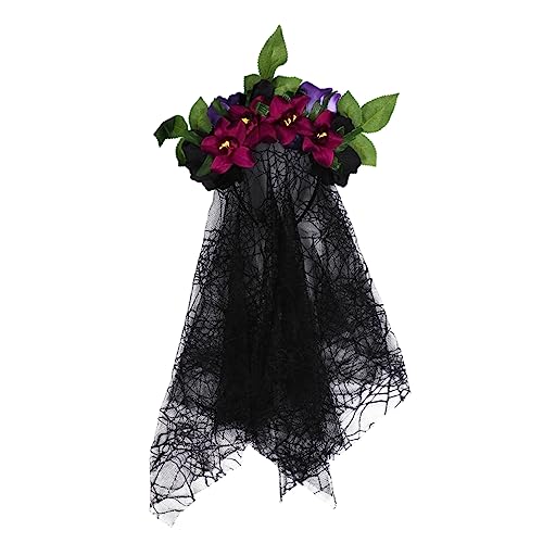 Ipetboom Veil Cosplay Haarreif Mit Blumen Für Halloween Stirnband Mit Schwarzem Schleier Für Kostümparty Und Festivals Bequem Und Unvergessliches Fotorequisit von Ipetboom