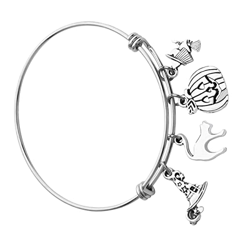 Ipetboom Verstellbarer Armreif Damen mit Hexen und Kürbis Anhänger Retro Design Leichtes Schmuckstück für Party und Alltag Geschenkidee für Frauen von Ipetboom