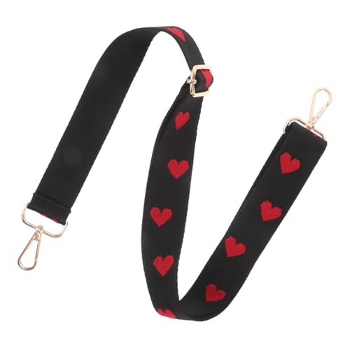 Ipetboom Verstellbarer Breiter Taschengurt Damen mit Besticktem Herzmuster Langlebiger Schulterriemen aus Robustem Stoff und Zinklegierung Ersatzgurt für Umhängetaschen und Crossbody Bags von Ipetboom