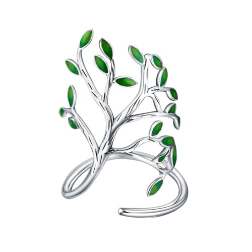 Ipetboom Verstellbarer Damen Ring aus Legierung mit Vintage Baumblatt Design Offener Finger Schmuck Leicht Langlebig für Alltag Party und von Ipetboom