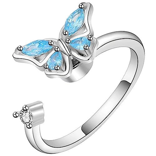 Ipetboom Schmetterlingsring Mit Kristallstrass Offener Verstellbarer Damenring Kleiner Statement-ring Für Mädchen Geschenk Zum Valentinstag Geburtstag Weihnachten von Ipetboom