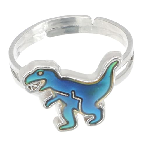 Ipetboom Verstellbarer Stimmungsring mit Farbwechsel Dinosaurier Motiv Temperaturfühlender Schmuck für Mädchen Damen Party Geschenk von Ipetboom