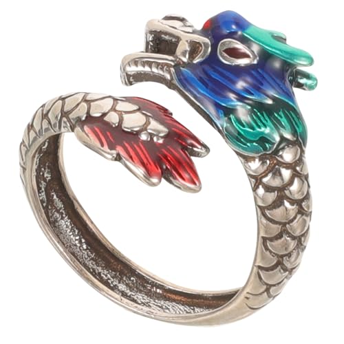 Ipetboom Verstellbarer Vintage Dragon Ring Herren Damen Emaille Schmuck Offener Fingerring Kreatives Design Alltag Fest von Ipetboom