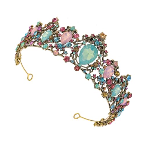 Ipetboom Vintage Braut Tiara mit Farbigen Kristallen Eleganter Haarschmuck für Hochzeit Langlebige und Rostfreie Dekoration für Braut und Festlichkeiten von Ipetboom