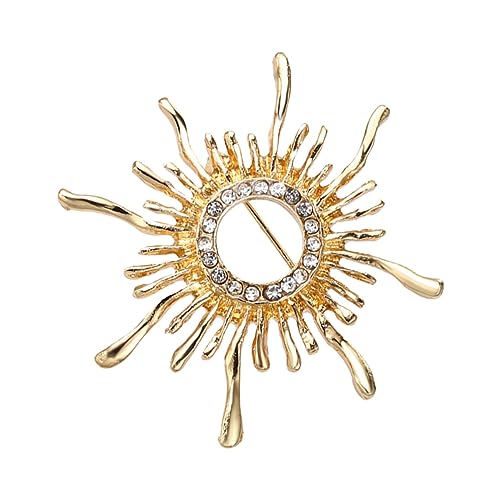Ipetboom Vintage Brosche Damen Sonnenblume mit Strass Stilvolle Anstecknadel aus Vergoldetem Kleidung Schmuck Corsage für Alltag und Party von Ipetboom